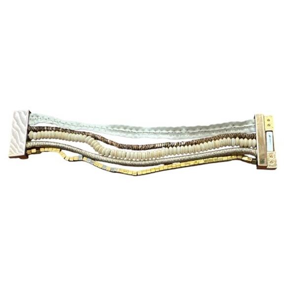 Victoria Emerson Multi Strand Beaded Neutral Magnetic Bracelet - Picture 2 of 7